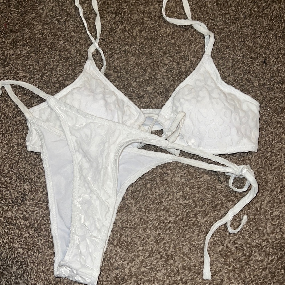 White Cheetah Print Bikini set